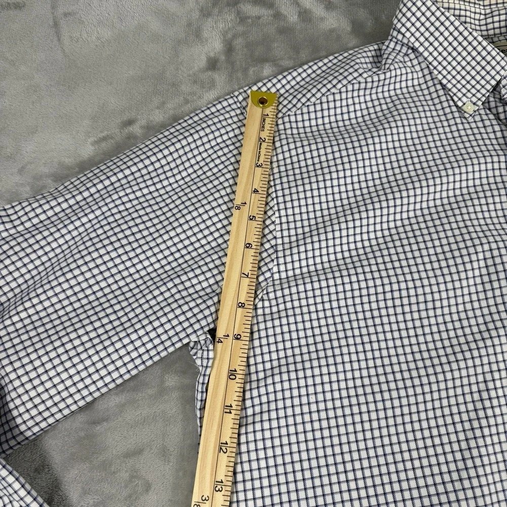 LL Bean Shirt Mens Large Black Blue Lines Wrinkle Resistant Button Down  0 MT78